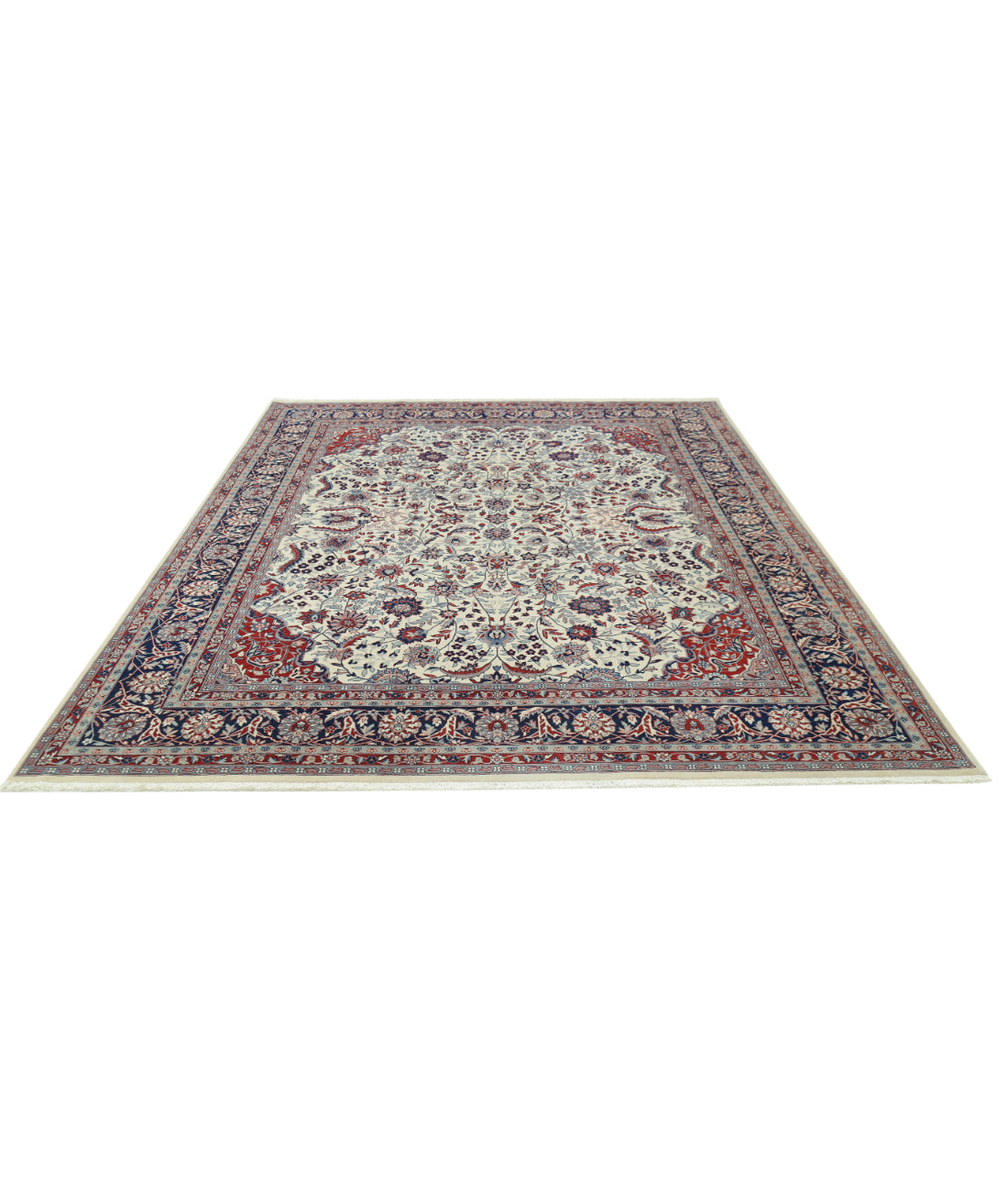 Hand Knotted Heritage Fine Persian Style Wool Rug - 8'1'' x 9'11'' 8' 1" X 9' 11" (246 X 302) / Ivory / Blue