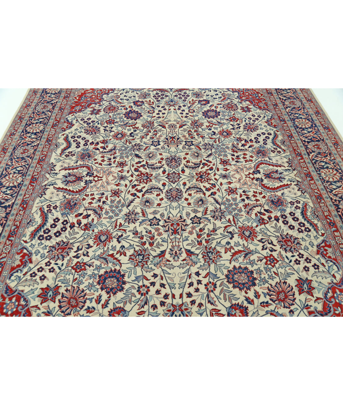 Hand Knotted Heritage Fine Persian Style Wool Rug - 8'1'' x 9'11'' 8' 1" X 9' 11" (246 X 302) / Ivory / Blue