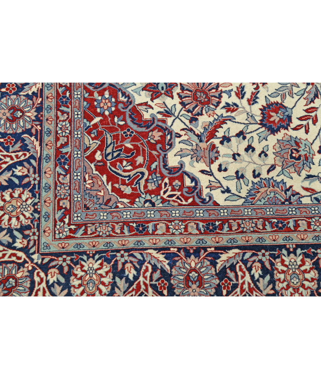 Hand Knotted Heritage Fine Persian Style Wool Rug - 8'1'' x 9'11'' 8' 1" X 9' 11" (246 X 302) / Ivory / Blue