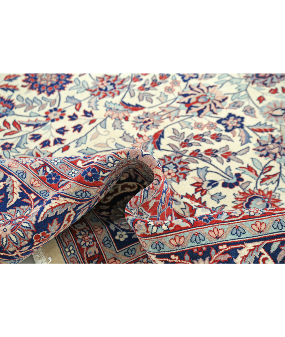 Hand Knotted Heritage Fine Persian Style Wool Rug - 8'1'' x 9'11'' 8' 1" X 9' 11" (246 X 302) / Ivory / Blue