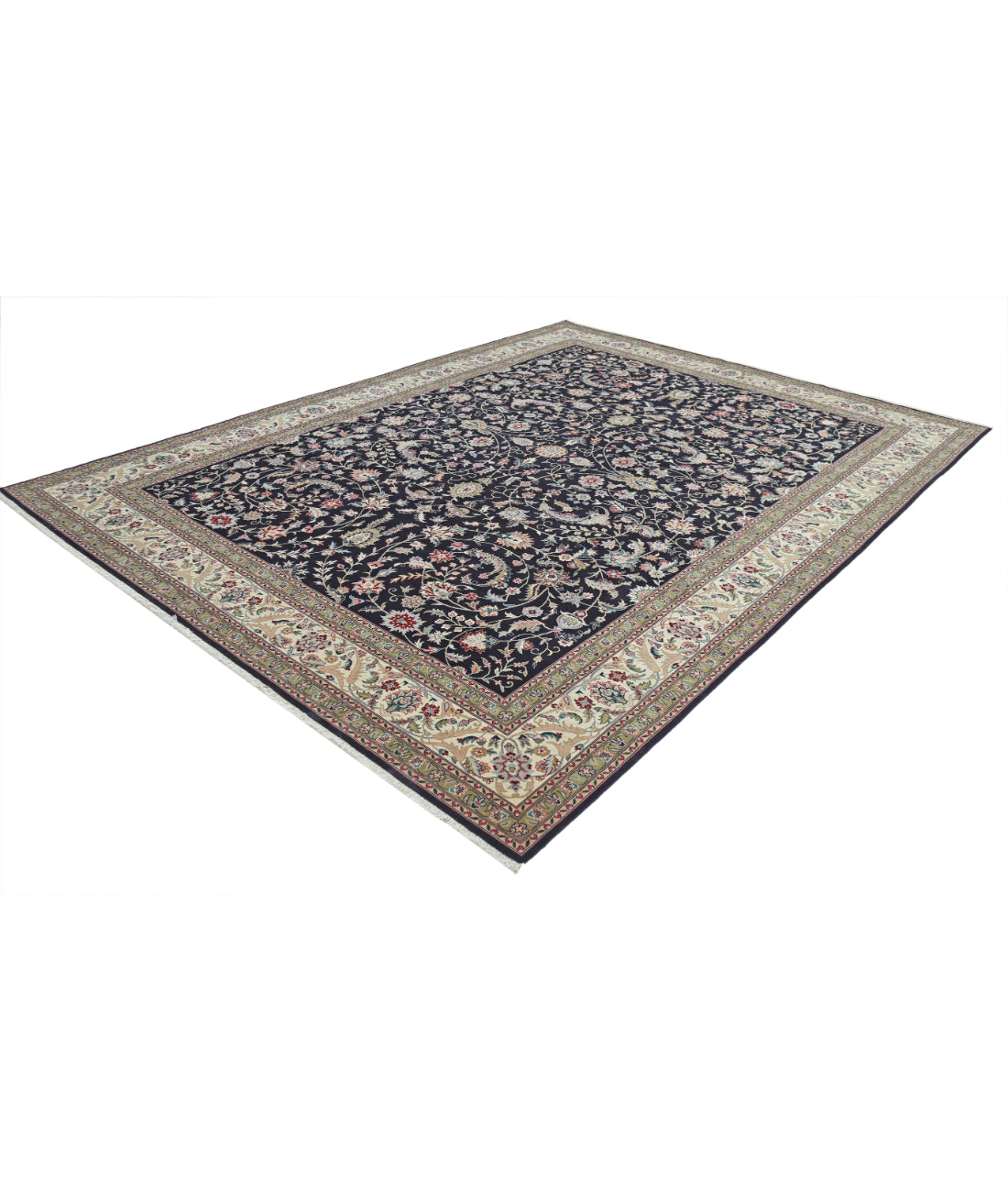Hand Knotted Heritage Fine Persian Style Wool Rug - 9'0'' x 12'0'' 9' 0" X 12' 0" (274 X 366) / Black / Ivory