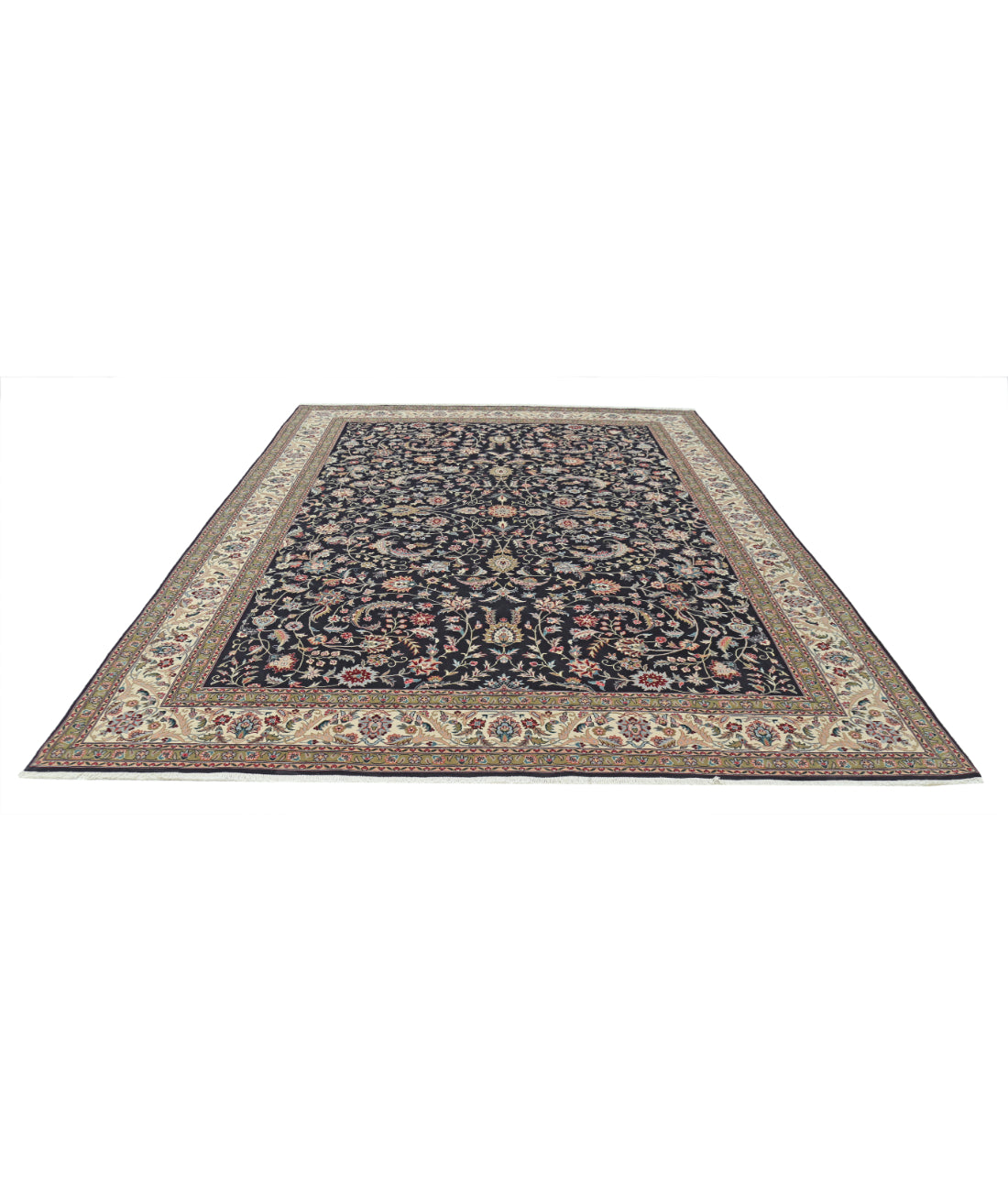 Hand Knotted Heritage Fine Persian Style Wool Rug - 9'0'' x 12'0'' 9' 0" X 12' 0" (274 X 366) / Black / Ivory
