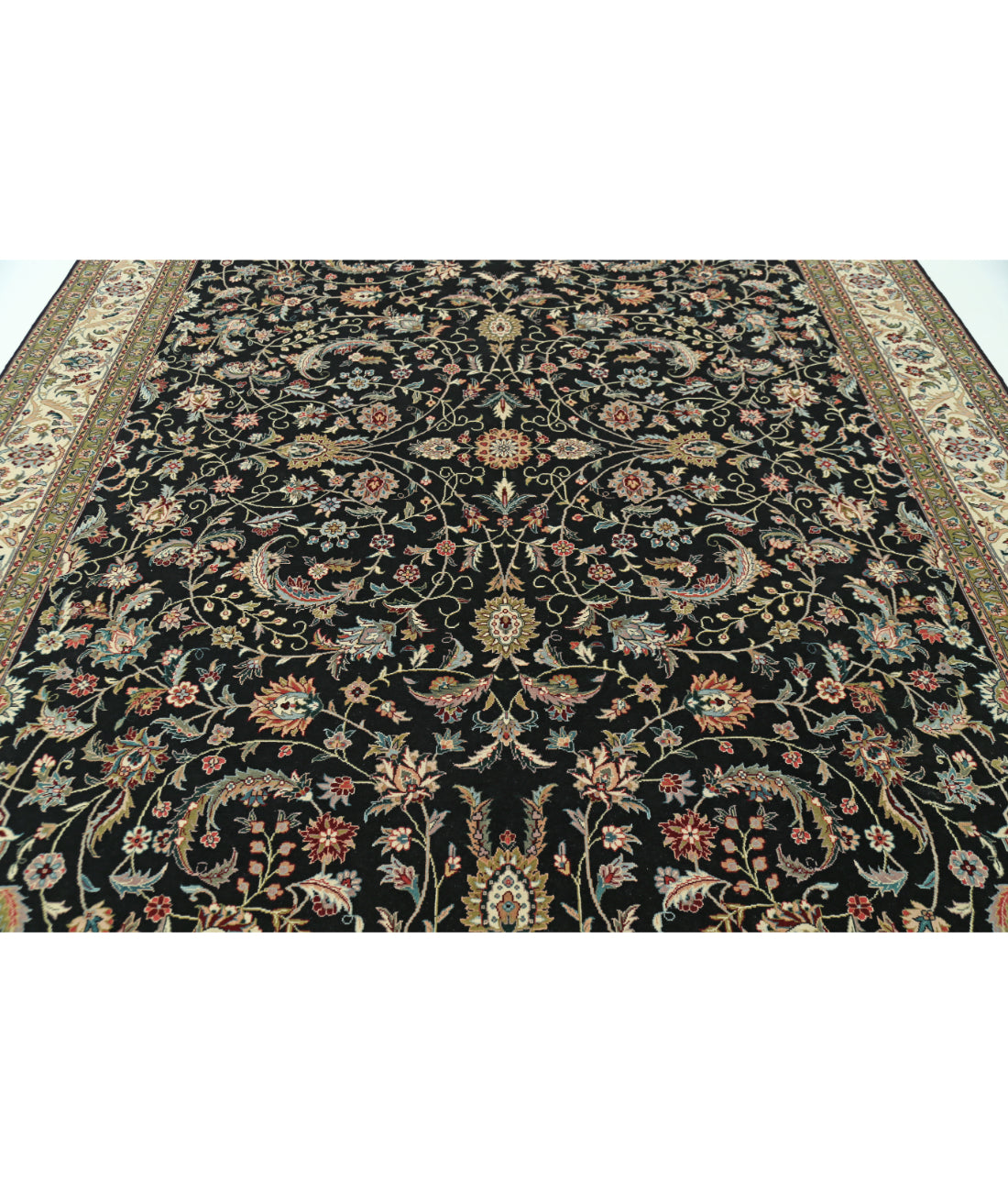 Hand Knotted Heritage Fine Persian Style Wool Rug - 9'0'' x 12'0'' 9' 0" X 12' 0" (274 X 366) / Black / Ivory