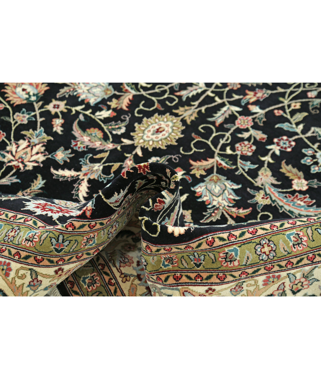 Hand Knotted Heritage Fine Persian Style Wool Rug - 9'0'' x 12'0'' 9' 0" X 12' 0" (274 X 366) / Black / Ivory