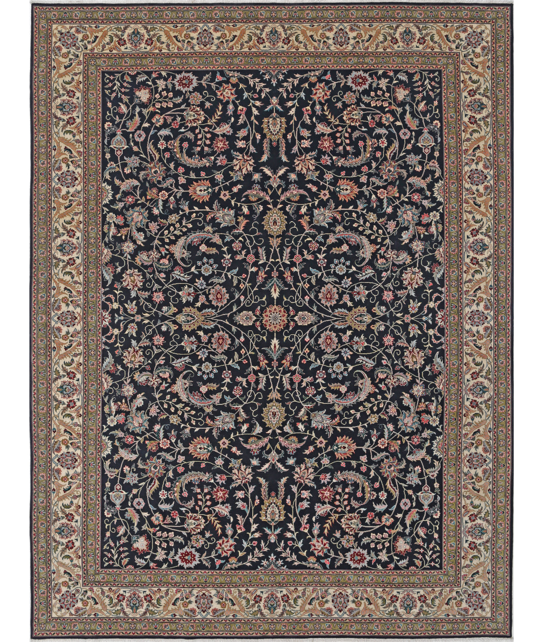 Hand Knotted Heritage Fine Persian Style Wool Rug - 9&#39;0&#39;&#39; x 12&#39;0&#39;&#39; 9&#39; 0&quot; X 12&#39; 0&quot; (274 X 366) / Black / Ivory