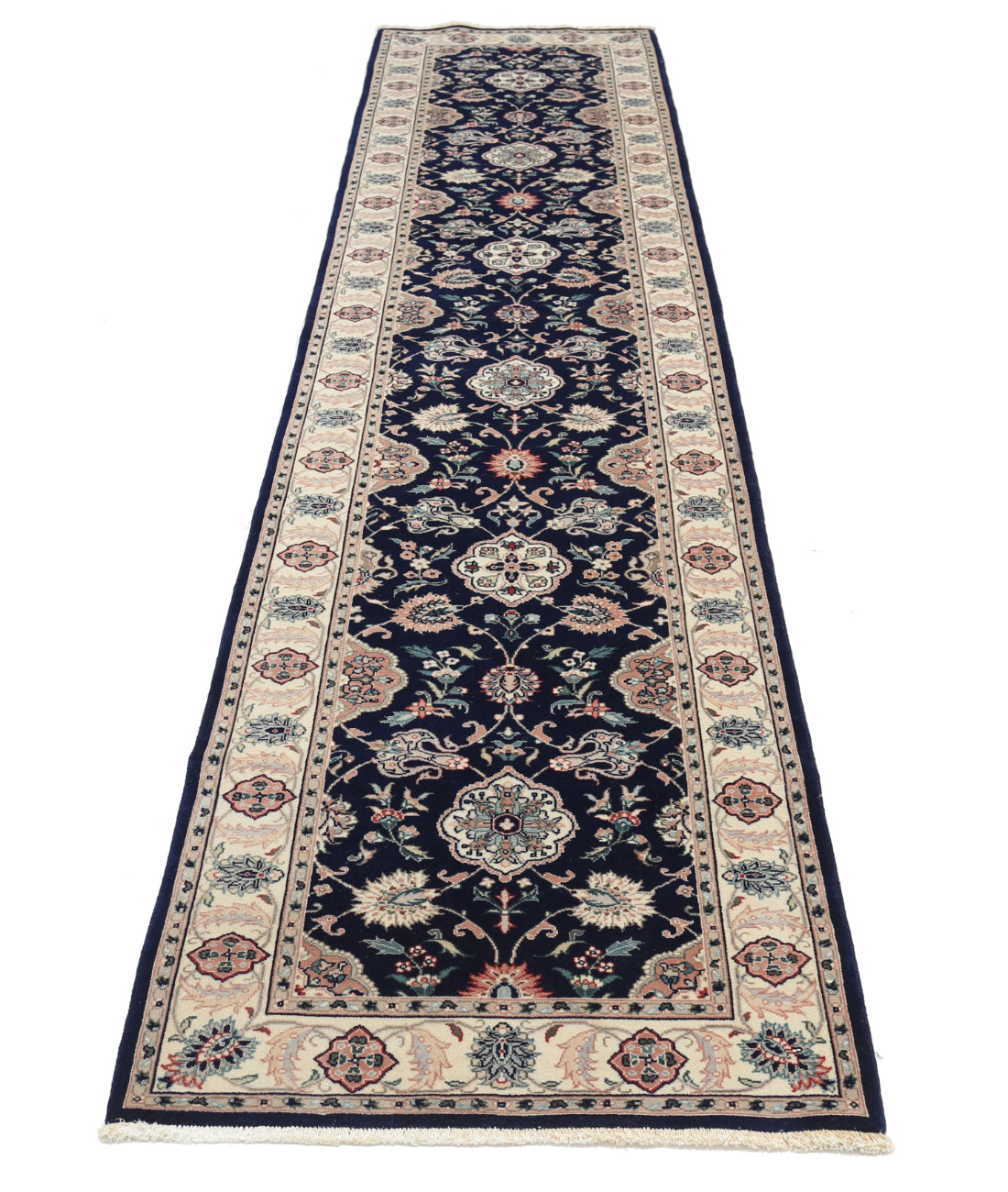Hand Knotted Heritage Fine Persian Style Wool Rug - 2'7'' x 11'9'' 2' 7" X 11' 9" (79 X 358) / Blue / Ivory