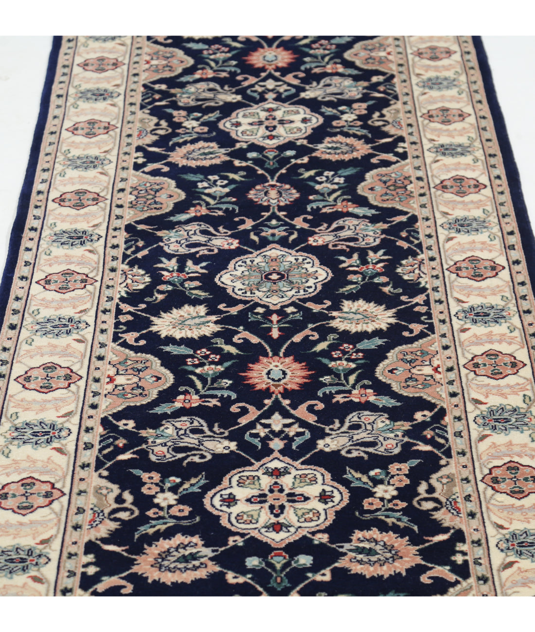 Hand Knotted Heritage Fine Persian Style Wool Rug - 2'7'' x 11'9'' 2' 7" X 11' 9" (79 X 358) / Blue / Ivory