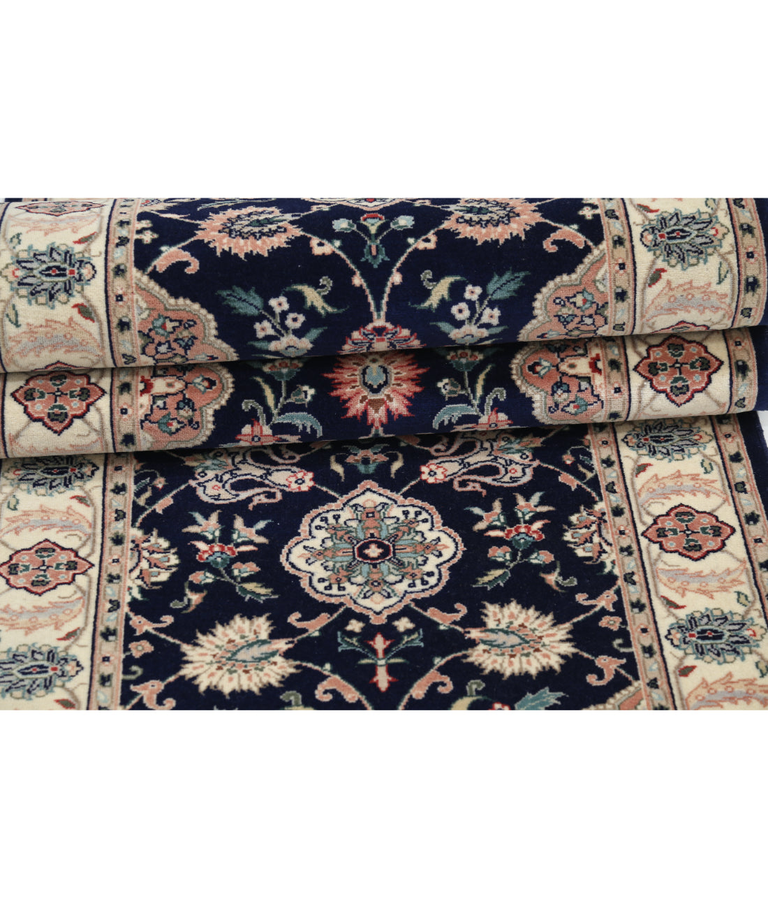 Hand Knotted Heritage Fine Persian Style Wool Rug - 2'7'' x 11'9'' 2' 7" X 11' 9" (79 X 358) / Blue / Ivory