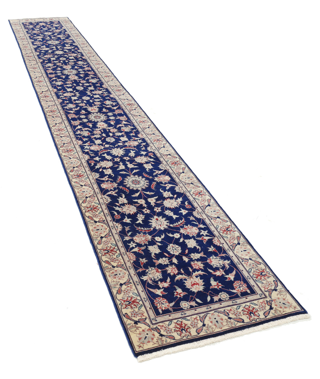Hand Knotted Heritage Fine Persian Style Wool Rug - 2'5'' x 15'9'' 2' 5" X 15' 9" (74 X 480) / Blue / Ivory