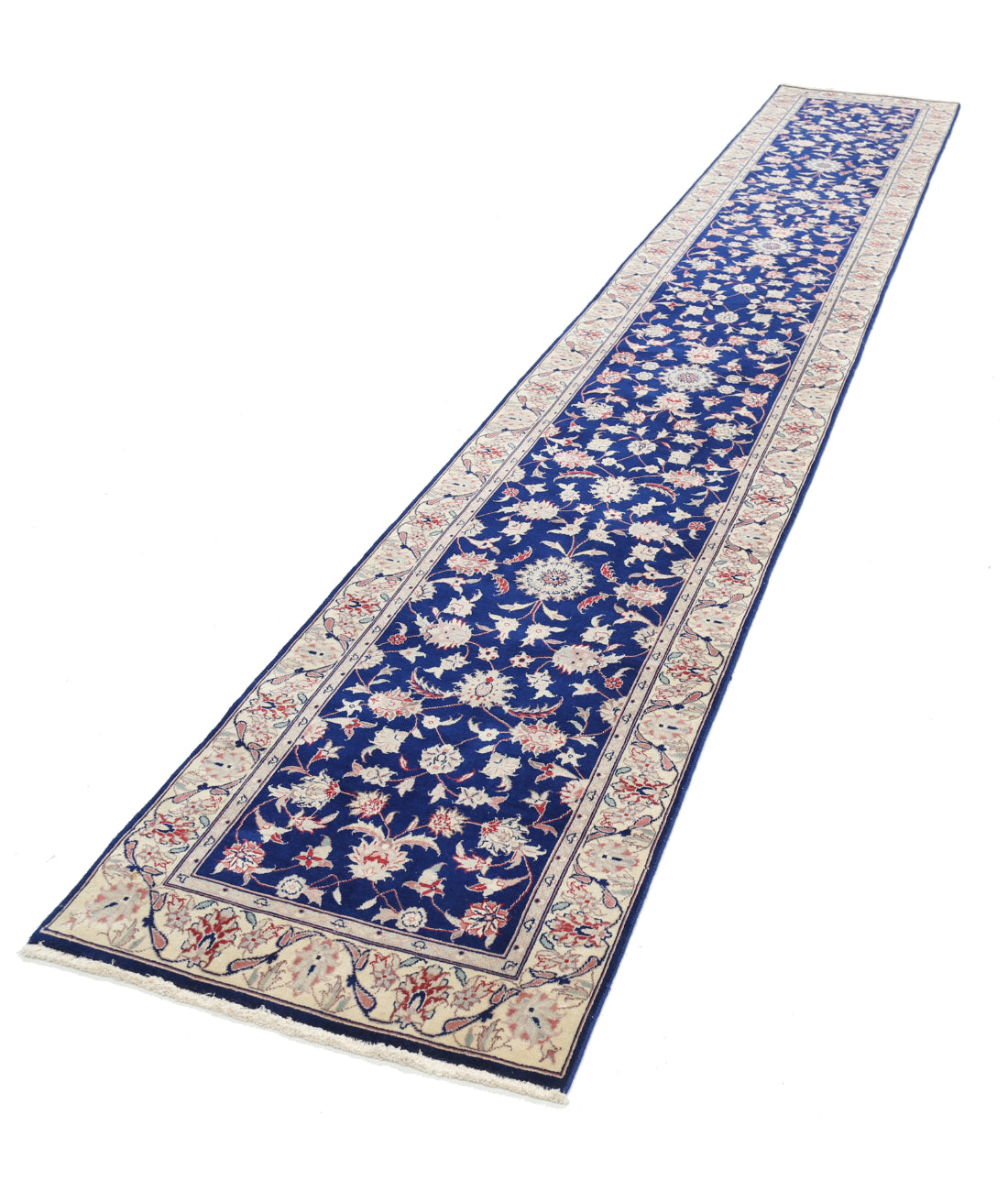 Hand Knotted Heritage Fine Persian Style Wool Rug - 2'5'' x 15'9'' 2' 5" X 15' 9" (74 X 480) / Blue / Ivory