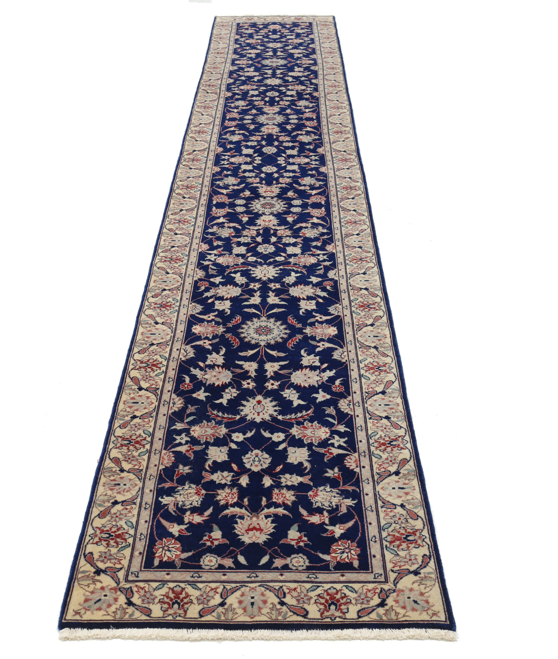 Hand Knotted Heritage Fine Persian Style Wool Rug - 2'5'' x 15'9'' 2' 5" X 15' 9" (74 X 480) / Blue / Ivory