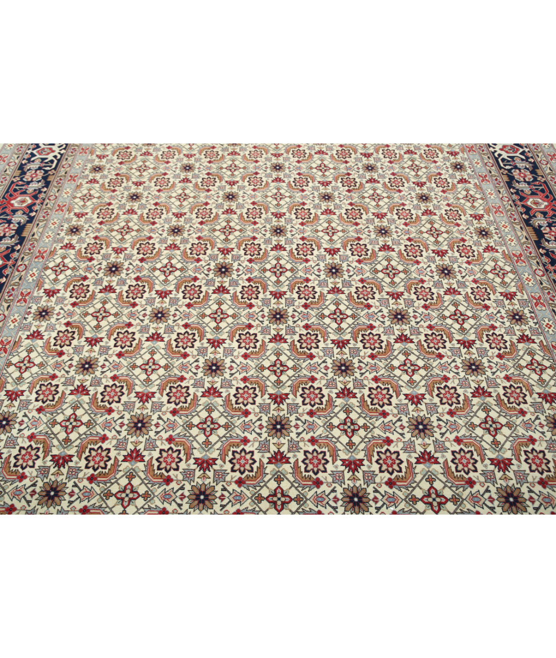 Hand Knotted Heritage Fine Persian Style Wool Rug - 8'1'' x 11'5'' 8' 1" X 11' 5" (246 X 348) / Ivory / Blue