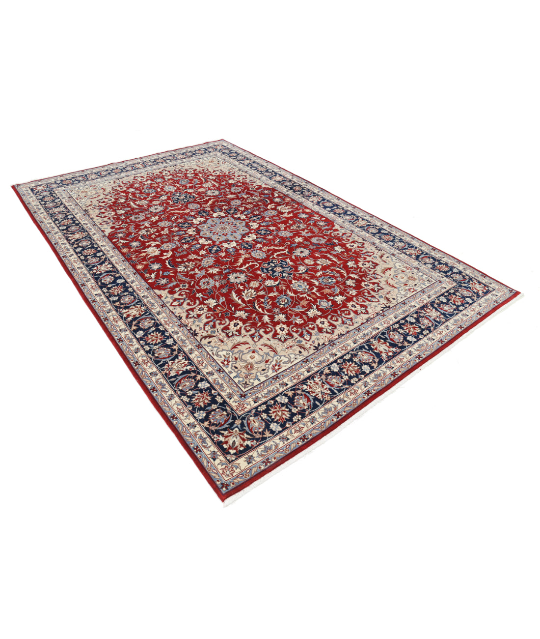 Hand Knotted Heritage Fine Persian Style Wool Rug - 6'6'' x 9'10'' 6' 6" X 9' 10" (198 X 300) / Red / Blue