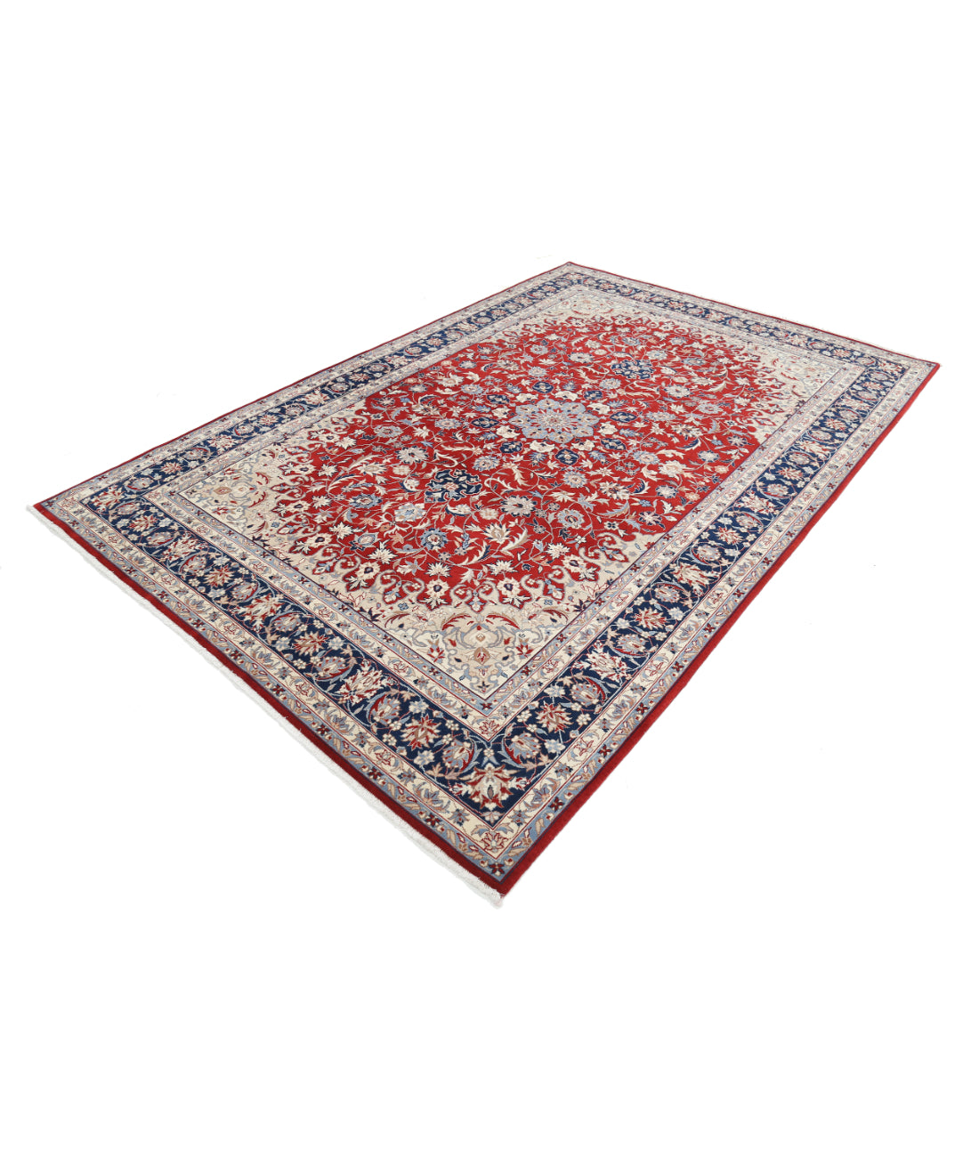 Hand Knotted Heritage Fine Persian Style Wool Rug - 6'6'' x 9'10'' 6' 6" X 9' 10" (198 X 300) / Red / Blue