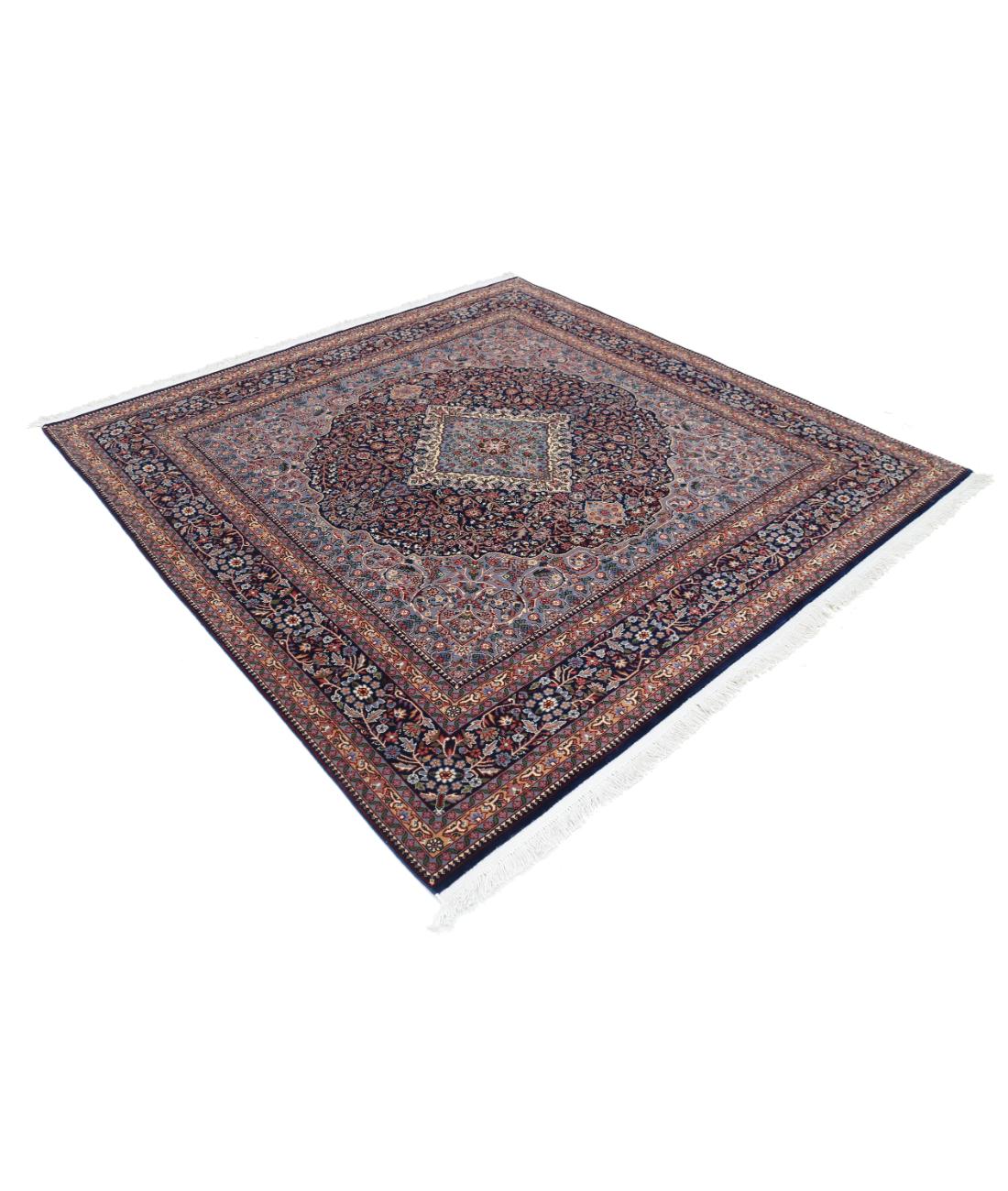 Hand Knotted Heritage Fine Persian Style Wool Rug - 6'10'' x 6'10'' 6' 10" X 6' 10" (208 X 208) / Blue / Blue