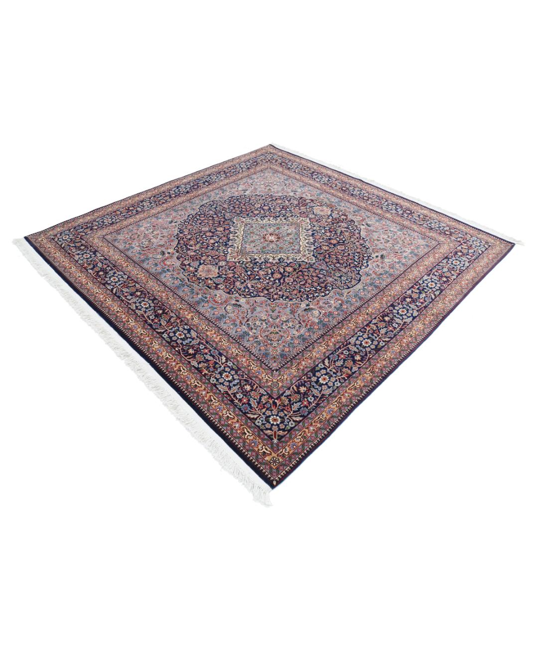 Hand Knotted Heritage Fine Persian Style Wool Rug - 6'10'' x 6'10'' 6' 10" X 6' 10" (208 X 208) / Blue / Blue