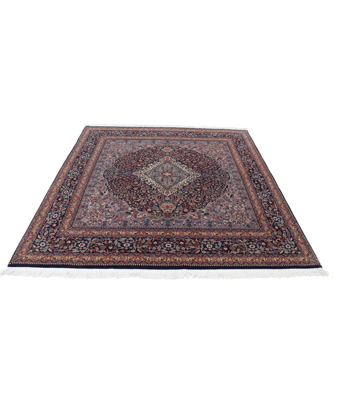 Hand Knotted Heritage Fine Persian Style Wool Rug - 6'10'' x 6'10'' 6' 10" X 6' 10" (208 X 208) / Blue / Blue