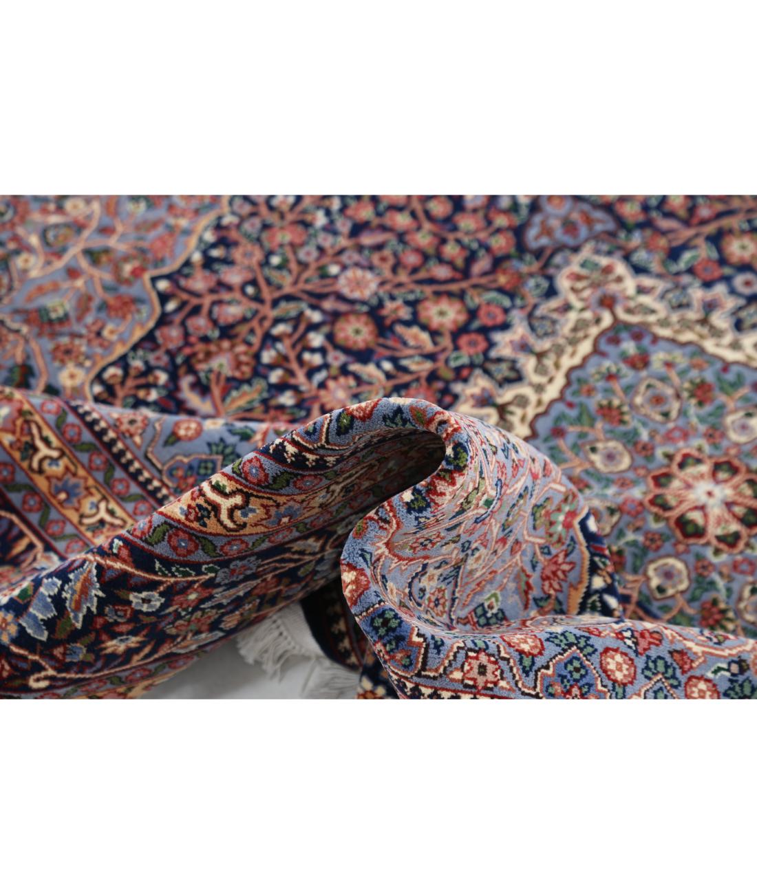 Hand Knotted Heritage Fine Persian Style Wool Rug - 6'10'' x 6'10'' 6' 10" X 6' 10" (208 X 208) / Blue / Blue