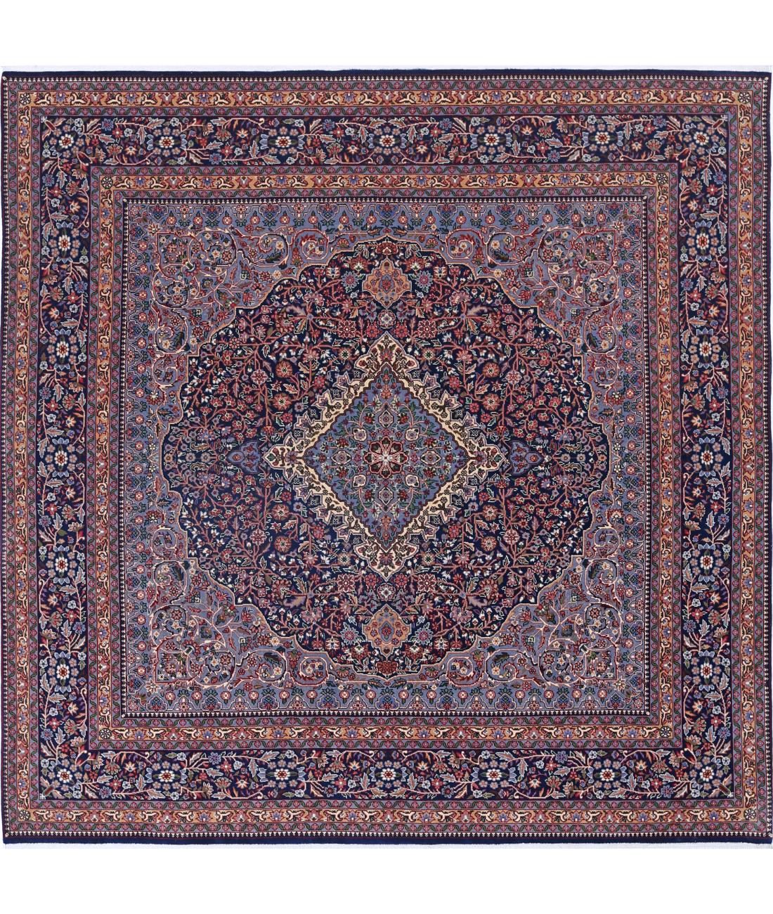 Hand Knotted Heritage Fine Persian Style Wool Rug - 6'10'' x 6'10'' 6' 10" X 6' 10" (208 X 208) / Blue / Blue
