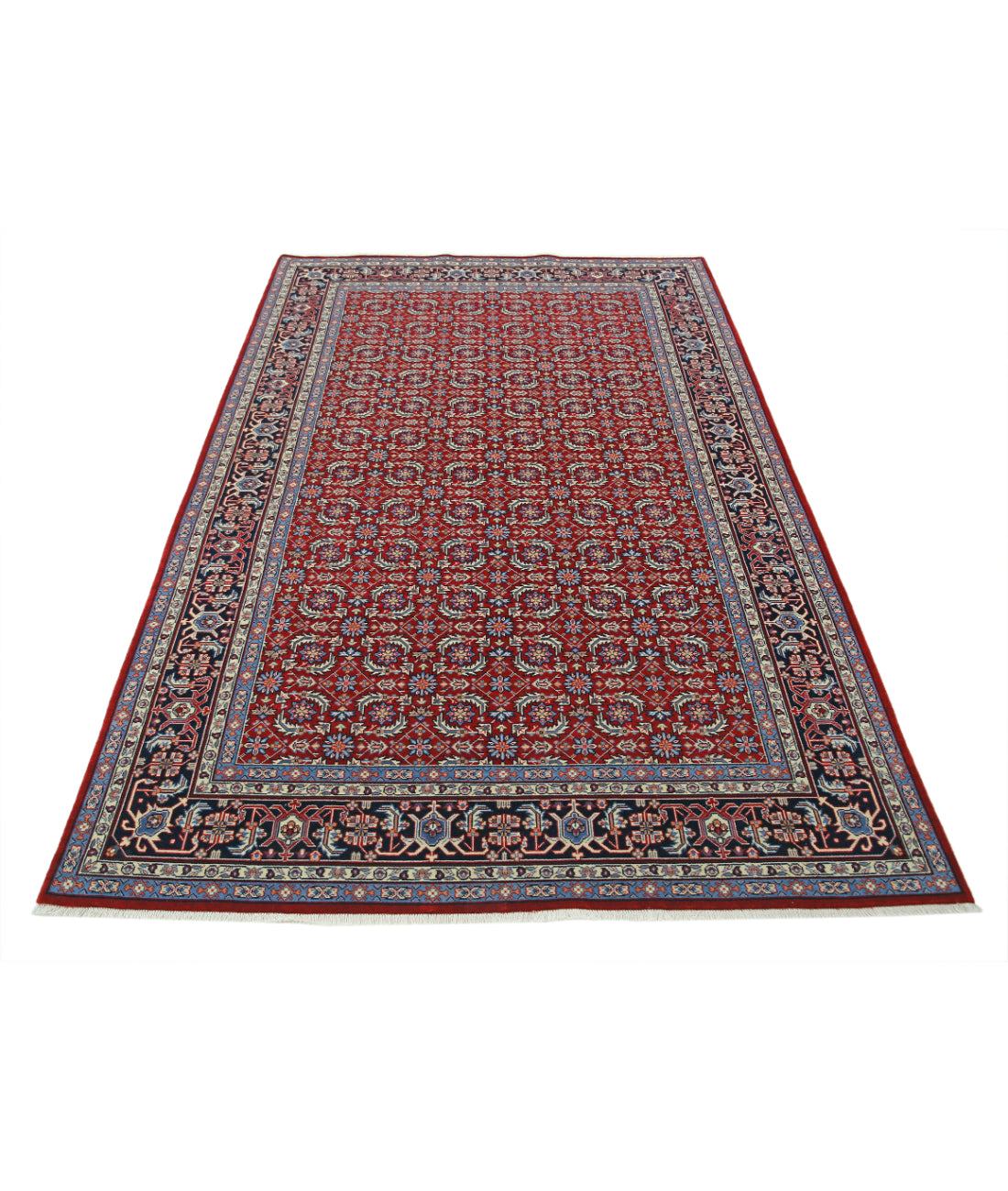 Hand Knotted Heritage Fine Persian Style Wool Rug - 4'11'' x 7'11'' 4' 11" X 7' 11" (150 X 241) / Red / Blue