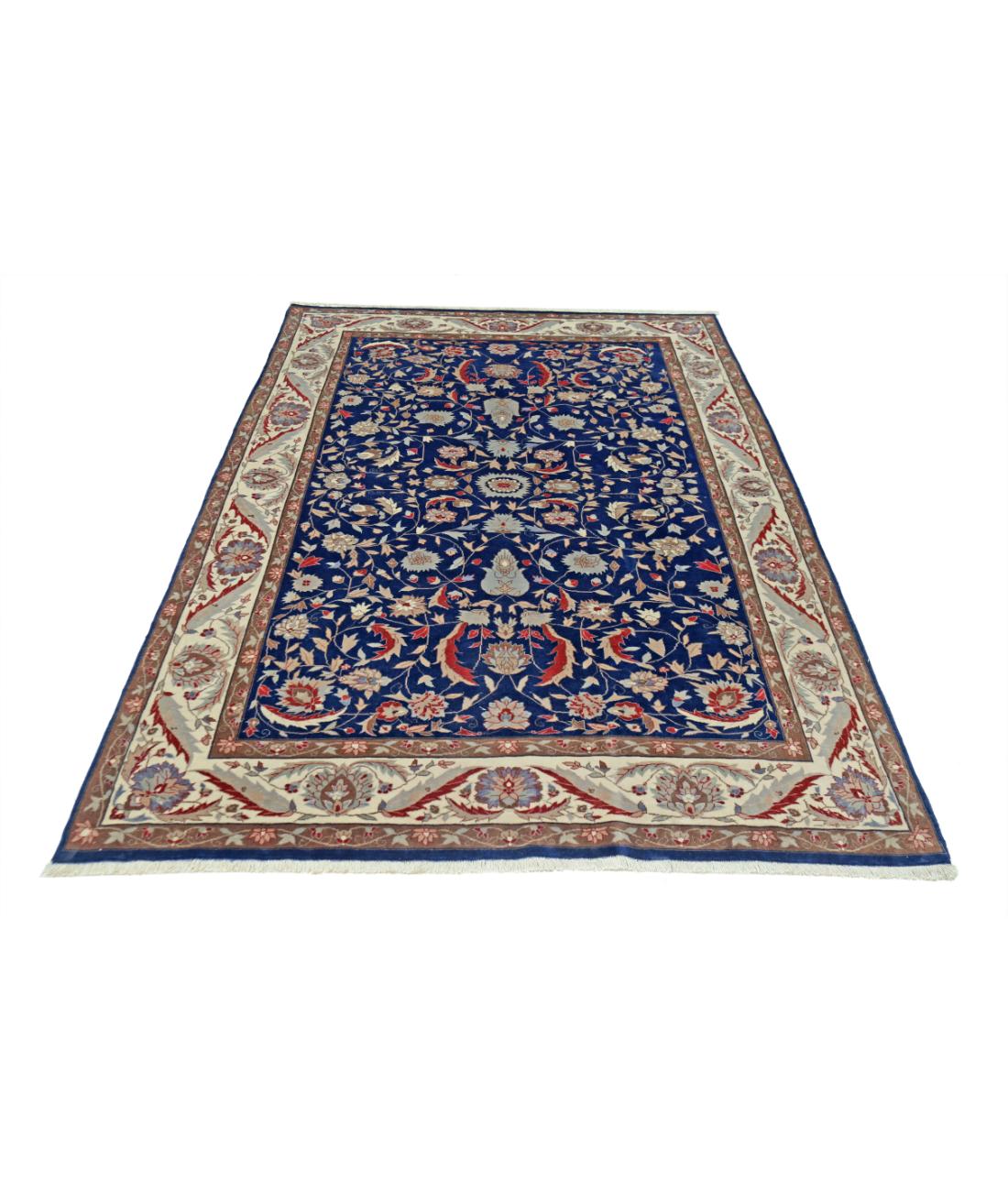 Hand Knotted Heritage Fine Persian Style Wool Rug - 5'0'' x 7'5'' 5' 0" X 7' 5" (152 X 226) / Blue / Ivory