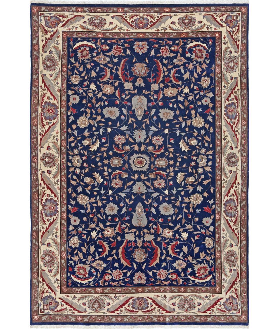 Hand Knotted Heritage Fine Persian Style Wool Rug - 5&#39;0&#39;&#39; x 7&#39;5&#39;&#39; 5&#39; 0&quot; X 7&#39; 5&quot; (152 X 226) / Blue / Ivory