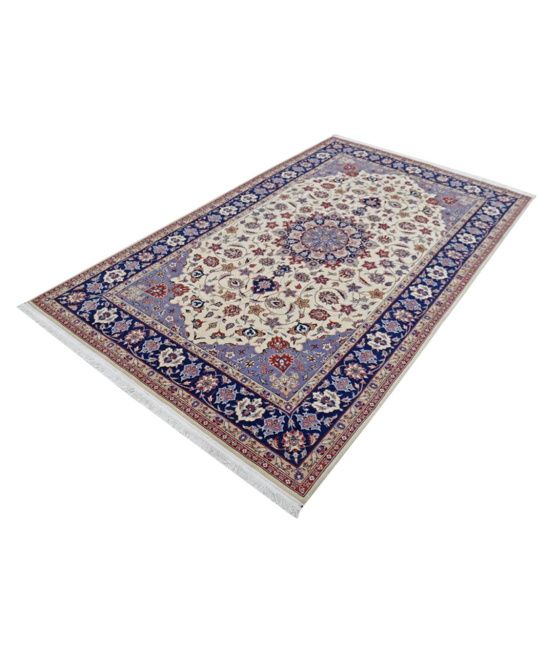 Hand Knotted Heritage Fine Persian Style Wool Rug - 4'11'' x 8'0'' 4' 11" X 8' 0" (150 X 244) / Ivory / Blue