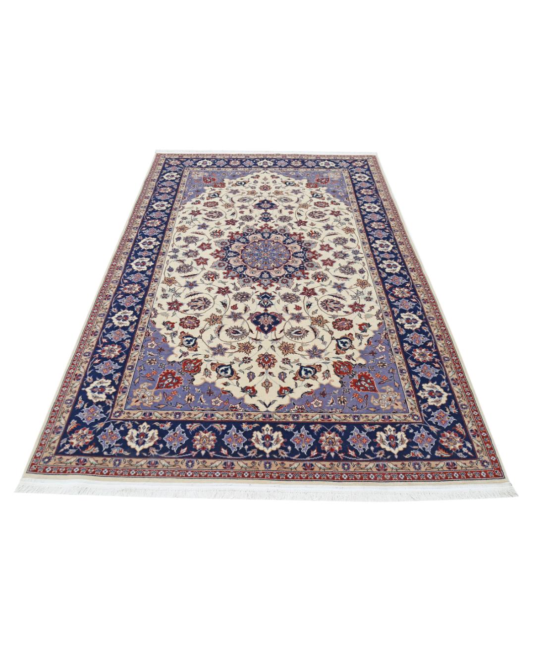 Hand Knotted Heritage Fine Persian Style Wool Rug - 4'11'' x 8'0'' 4' 11" X 8' 0" (150 X 244) / Ivory / Blue