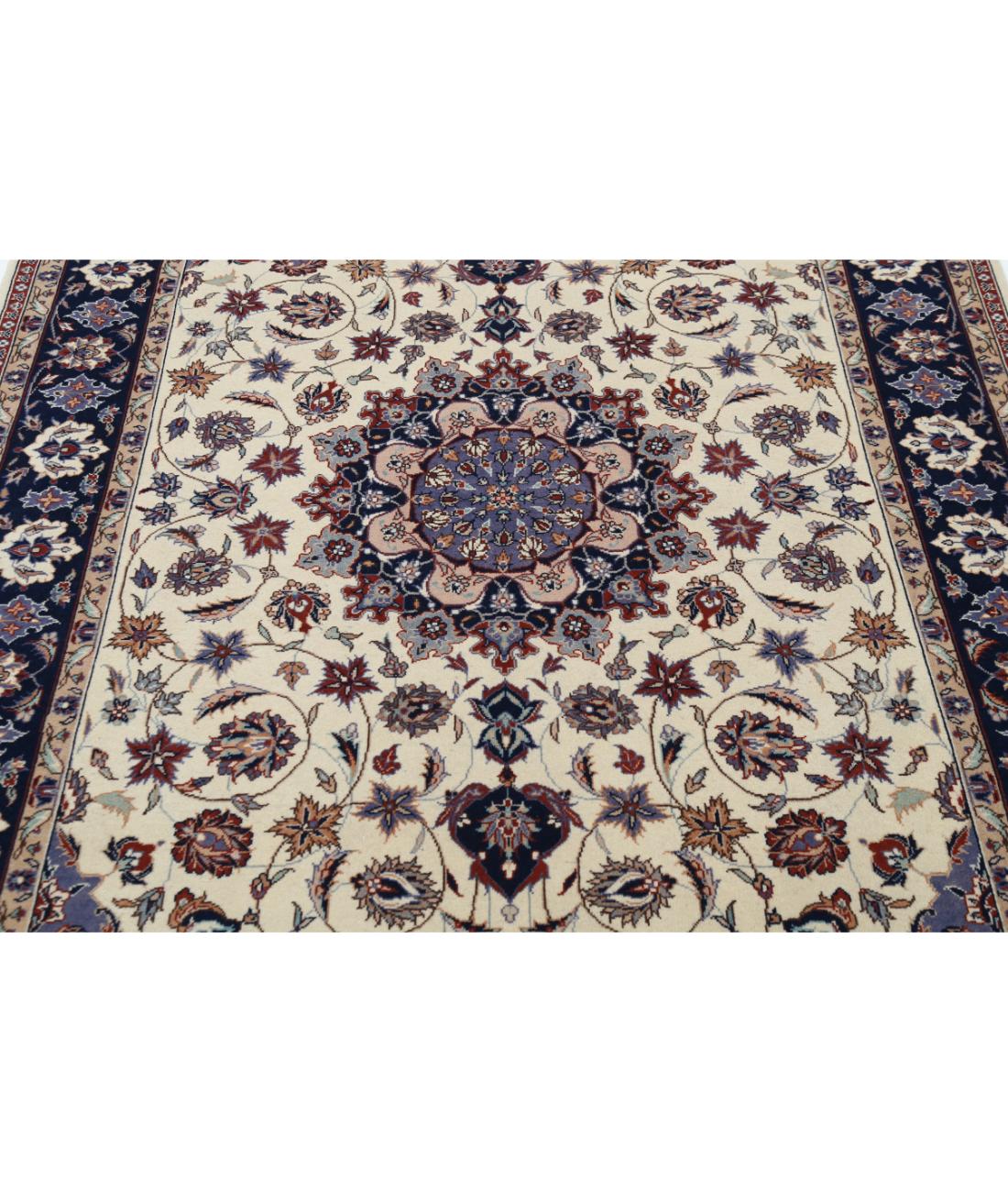 Hand Knotted Heritage Fine Persian Style Wool Rug - 4'11'' x 8'0'' 4' 11" X 8' 0" (150 X 244) / Ivory / Blue