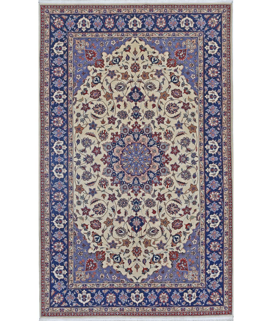 Hand Knotted Heritage Fine Persian Style Wool Rug - 4&#39;11&#39;&#39; x 8&#39;0&#39;&#39; 4&#39; 11&quot; X 8&#39; 0&quot; (150 X 244) / Ivory / Blue