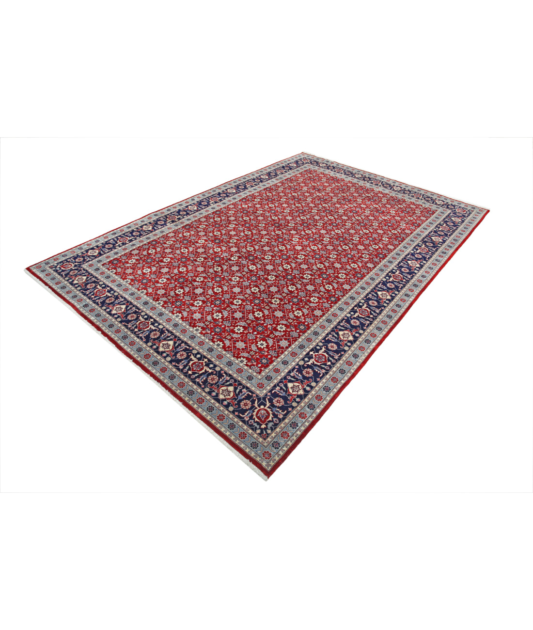 Hand Knotted Heritage Fine Persian Style Wool Rug - 6'7'' x 9'10'' 6' 7" X 9' 10" (201 X 300) / Red / Blue