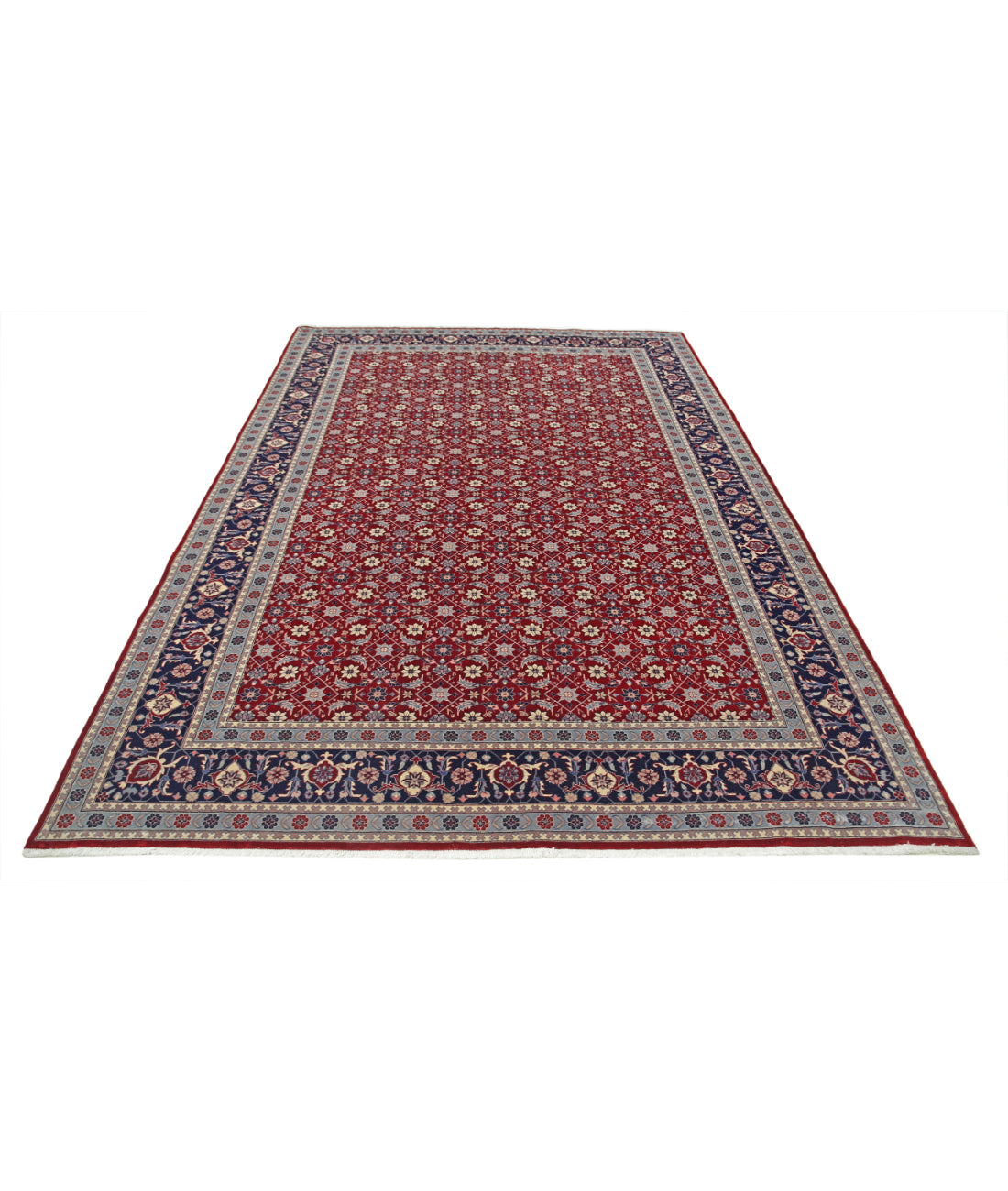 Hand Knotted Heritage Fine Persian Style Wool Rug - 6'7'' x 9'10'' 6' 7" X 9' 10" (201 X 300) / Red / Blue