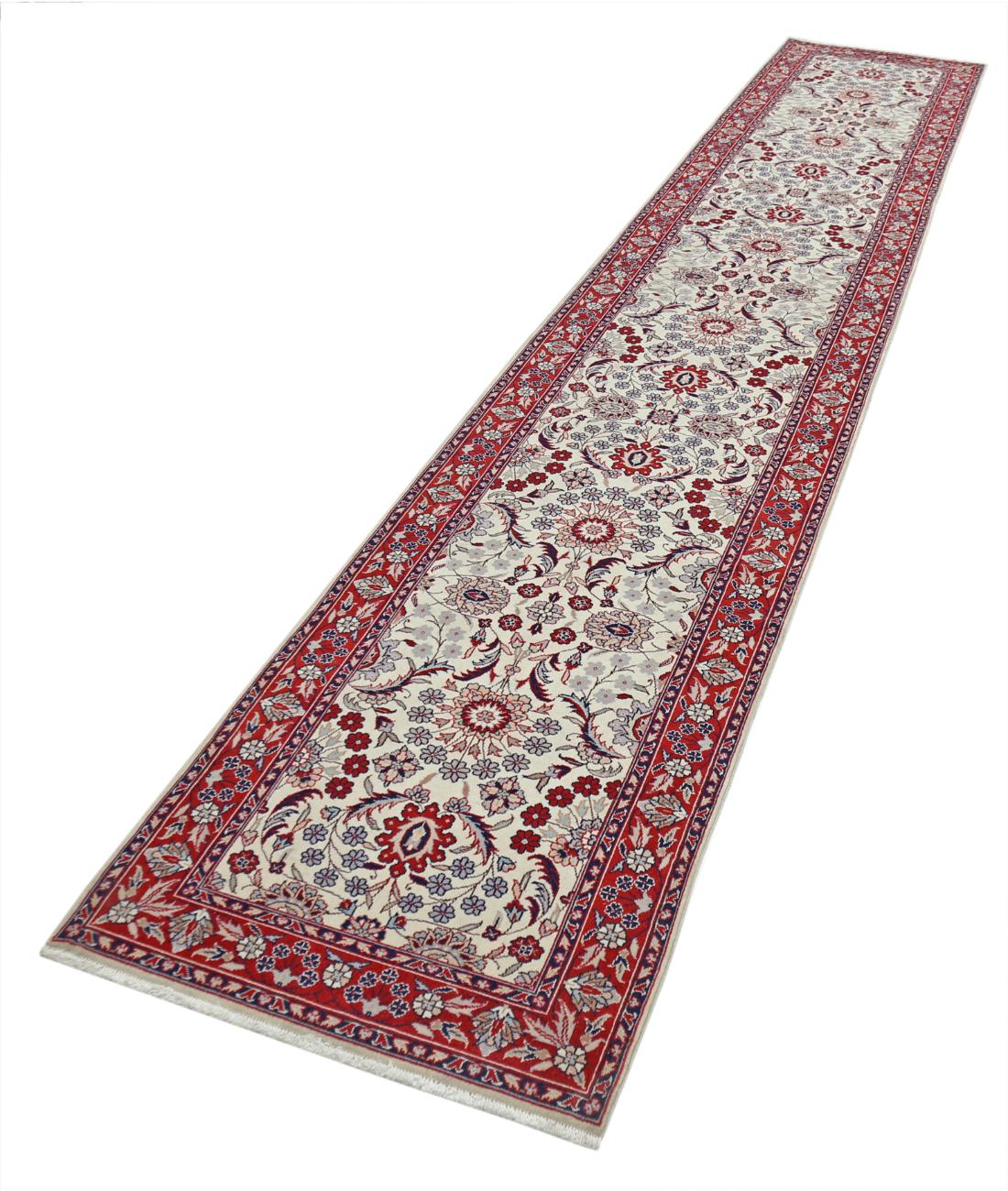 Hand Knotted Heritage Fine Persian Style Wool Rug - 2'6'' x 14'0'' 2' 6" X 14' 0" (76 X 427) / Ivory / Red