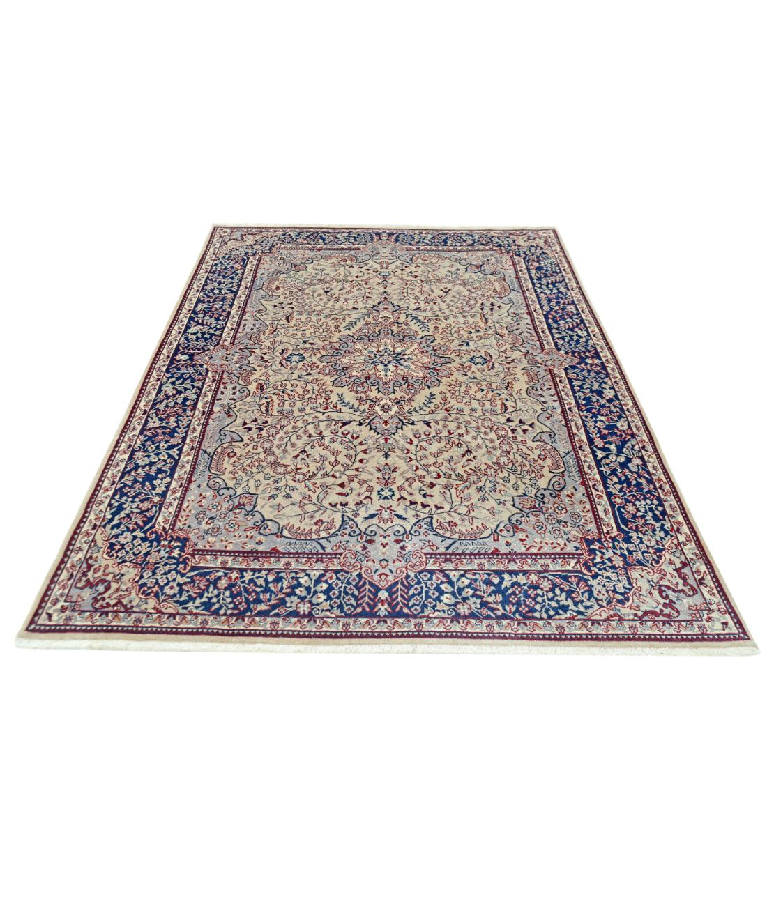 Hand Knotted Heritage Fine Persian Style Wool Rug - 5'7'' x 7'8'' 5' 7" X 7' 8" (170 X 234) / Ivory / Blue