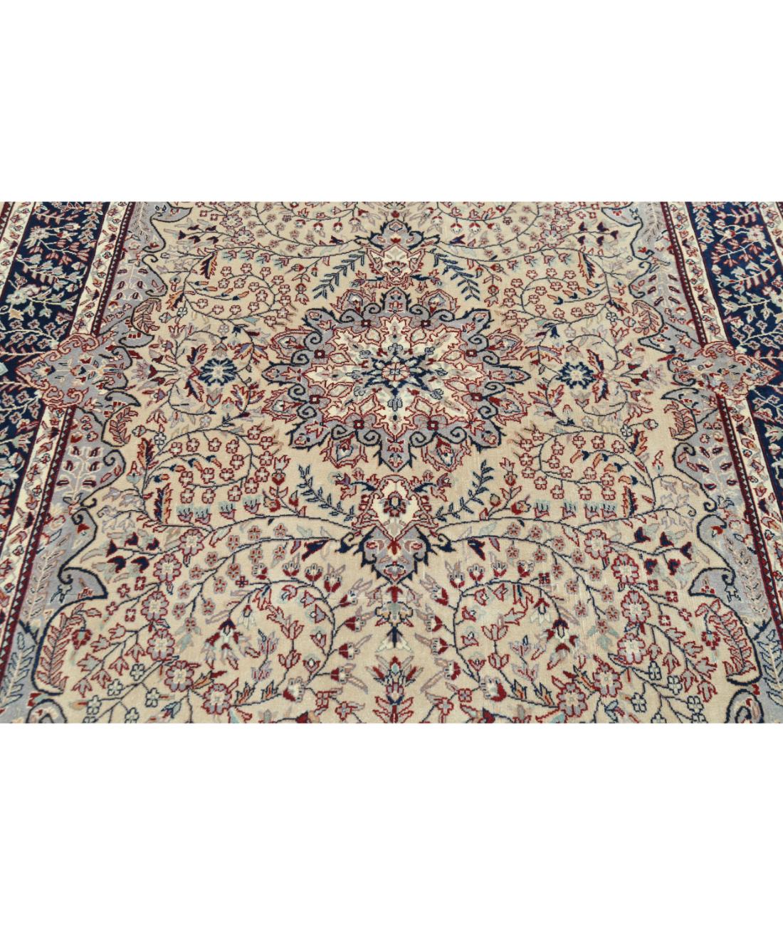 Hand Knotted Heritage Fine Persian Style Wool Rug - 5'7'' x 7'8'' 5' 7" X 7' 8" (170 X 234) / Ivory / Blue