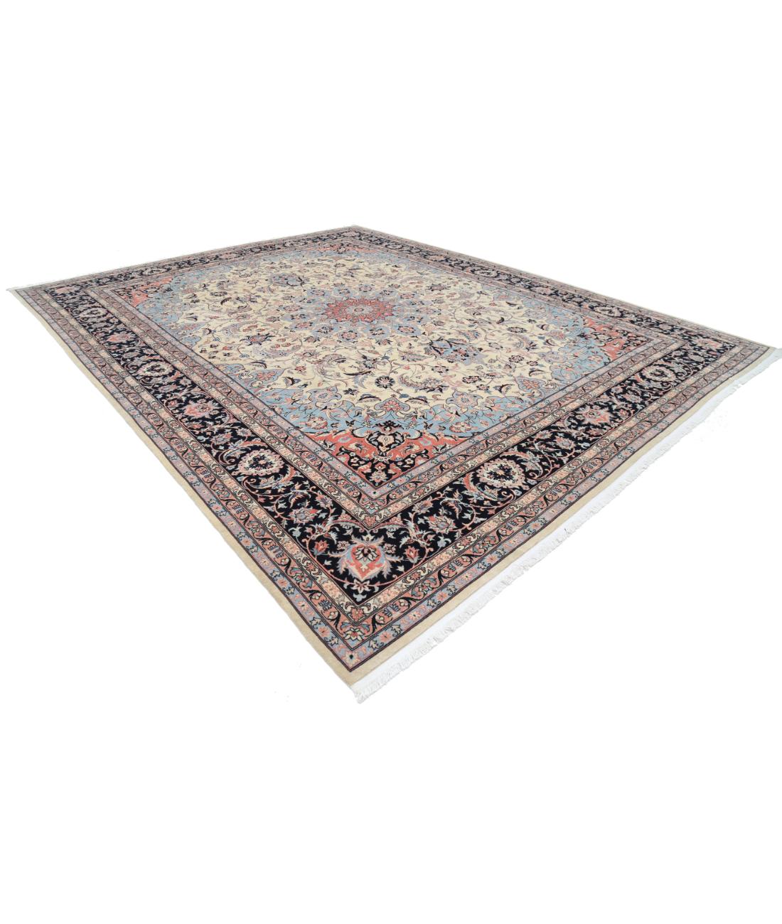 Hand Knotted Heritage Fine Persian Style Wool Rug - 11'11'' x 14'10'' 11' 11" X 14' 10" (363 X 452) / Ivory / Blue