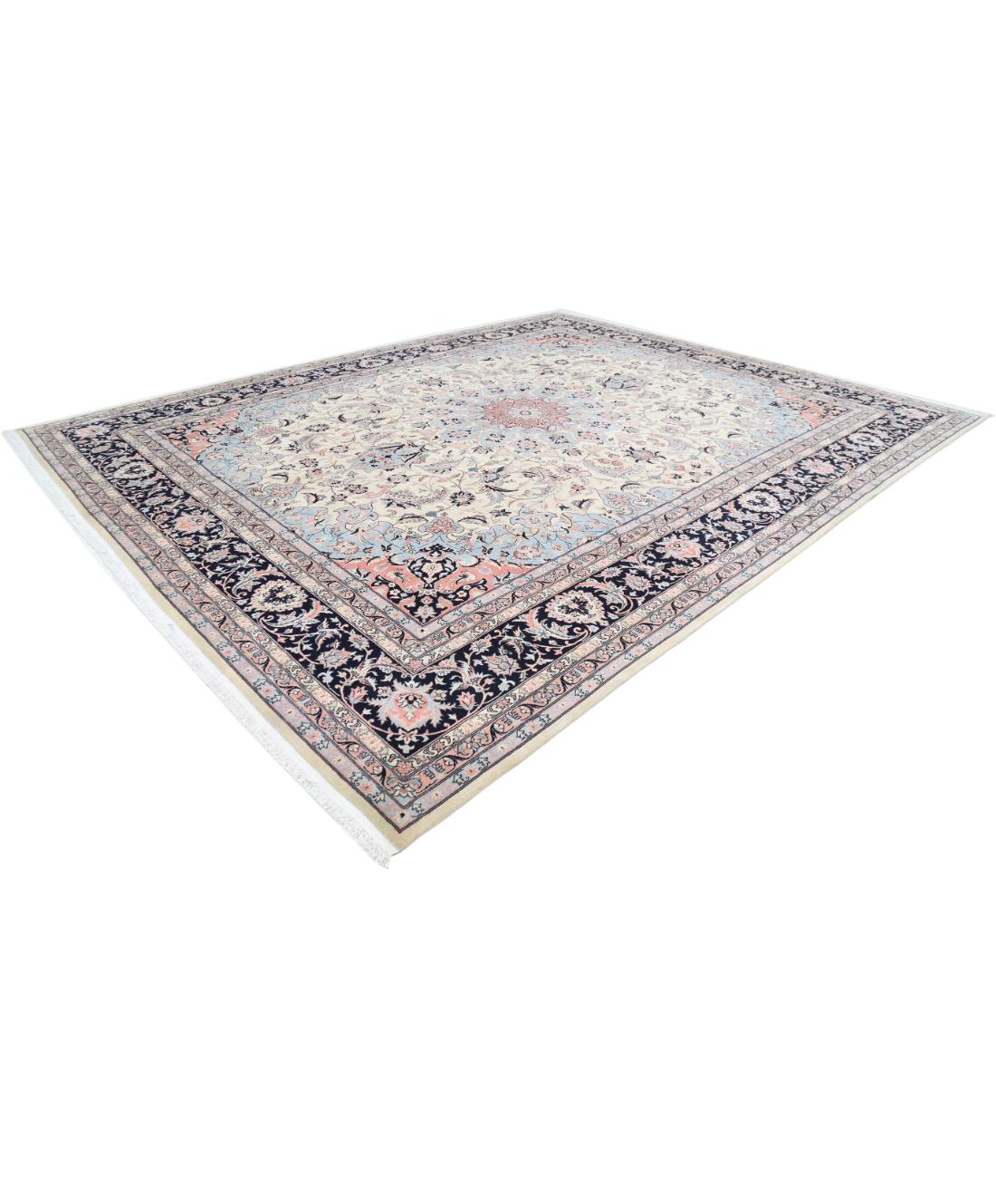 Hand Knotted Heritage Fine Persian Style Wool Rug - 11'11'' x 14'10'' 11' 11" X 14' 10" (363 X 452) / Ivory / Blue