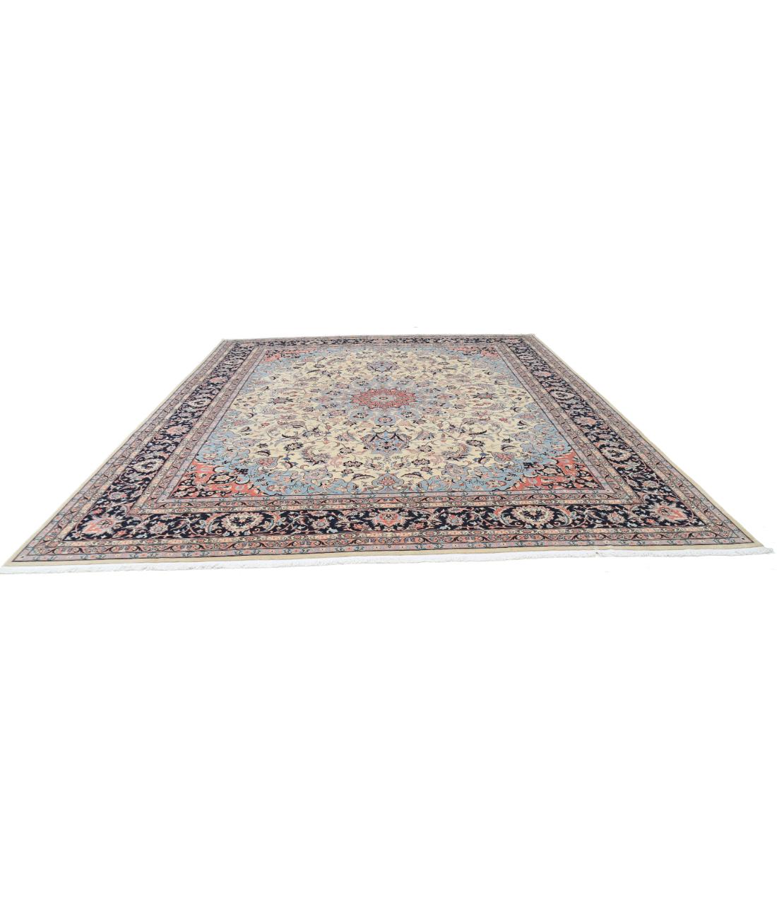 Hand Knotted Heritage Fine Persian Style Wool Rug - 11'11'' x 14'10'' 11' 11" X 14' 10" (363 X 452) / Ivory / Blue