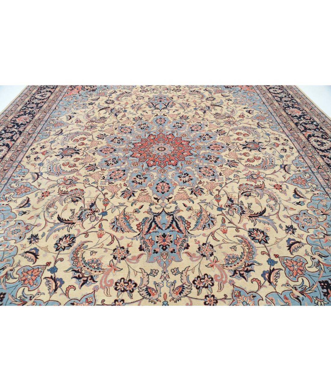 Hand Knotted Heritage Fine Persian Style Wool Rug - 11'11'' x 14'10'' 11' 11" X 14' 10" (363 X 452) / Ivory / Blue