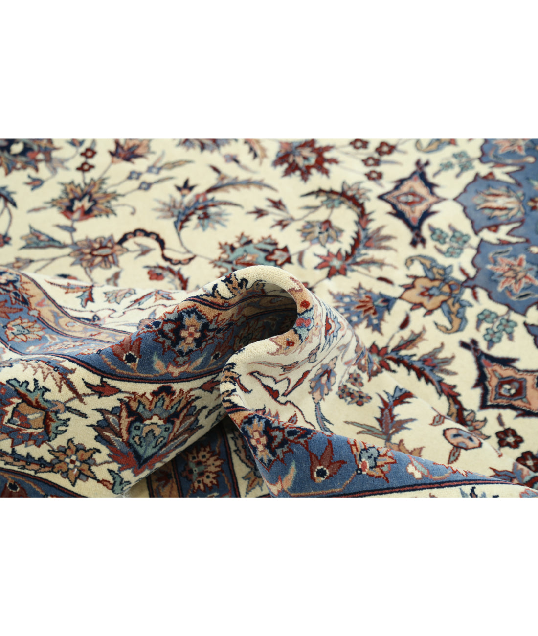 Hand Knotted Heritage Fine Persian Style Wool Rug - 8'1'' x 11'4'' 8' 1" X 11' 4" (246 X 345) / Ivory / Blue