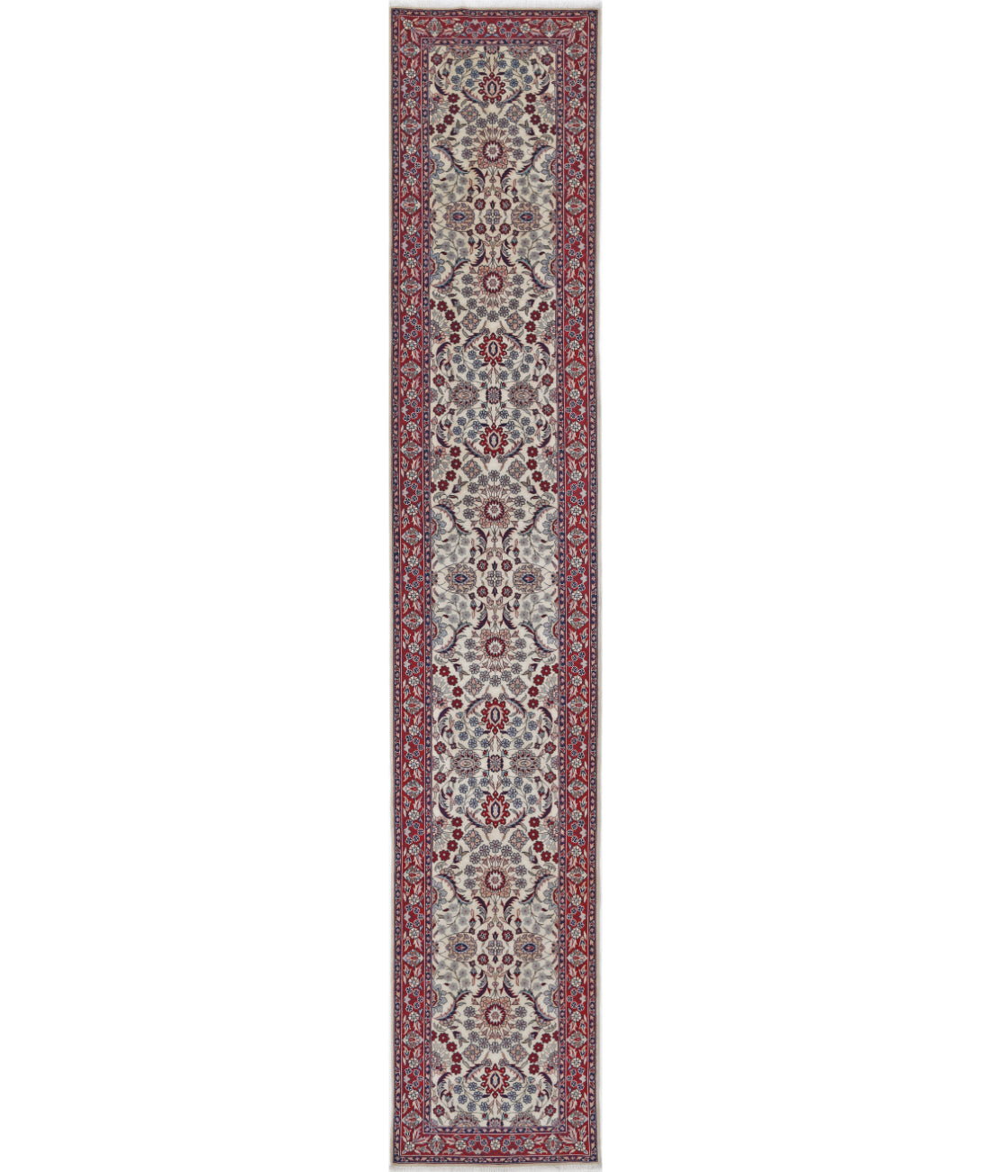 Hand Knotted Heritage Fine Persian Style Wool Rug - 2'6'' x 14'1'' 2' 6" X 14' 1" (76 X 429) / Ivory / Red