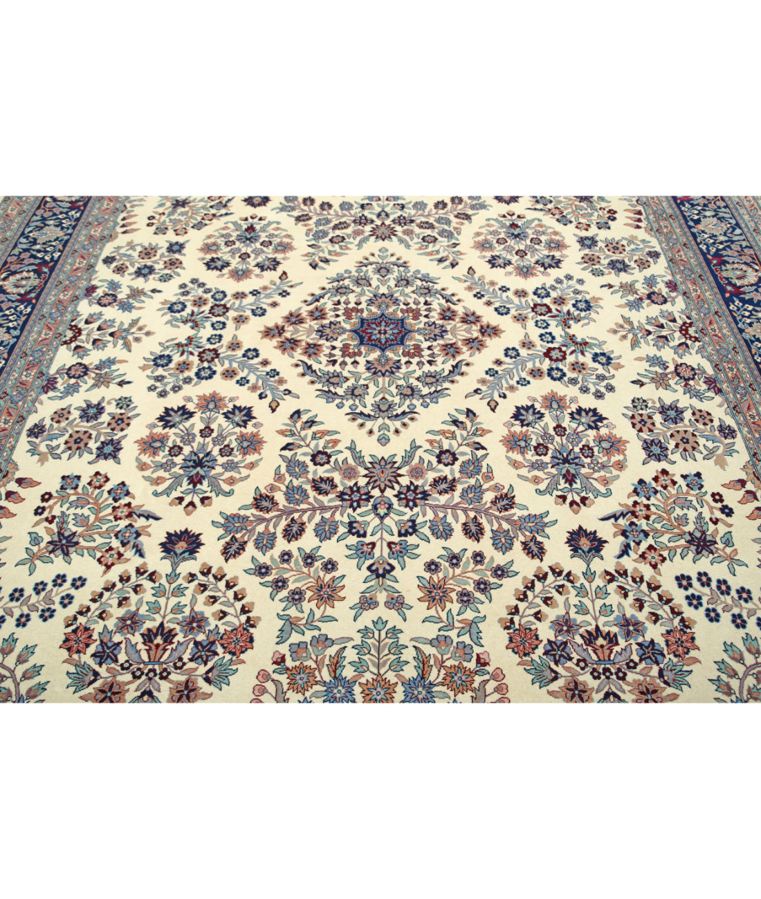 Hand Knotted Heritage Fine Persian Style Wool Rug - 9'2'' x 11'7'' 9' 2" X 11' 7" (279 X 353) / Ivory / Blue