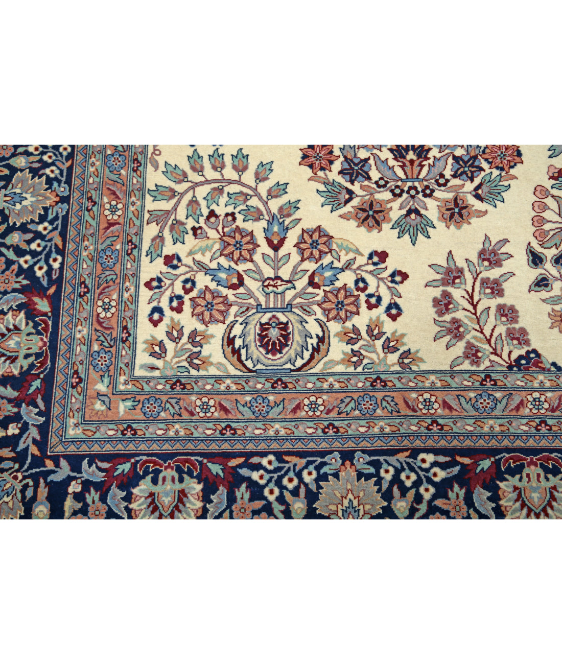 Hand Knotted Heritage Fine Persian Style Wool Rug - 9'2'' x 11'7'' 9' 2" X 11' 7" (279 X 353) / Ivory / Blue