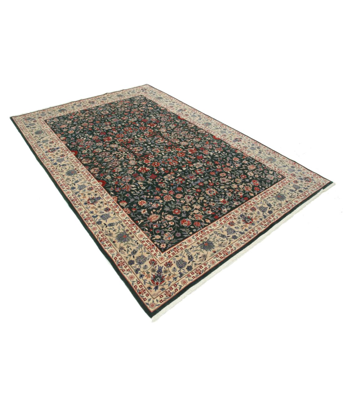 Hand Knotted Heritage Fine Persian Style Wool Rug - 6'2'' x 9'0'' 6' 2" X 9' 0" (188 X 274) / Green / Ivory