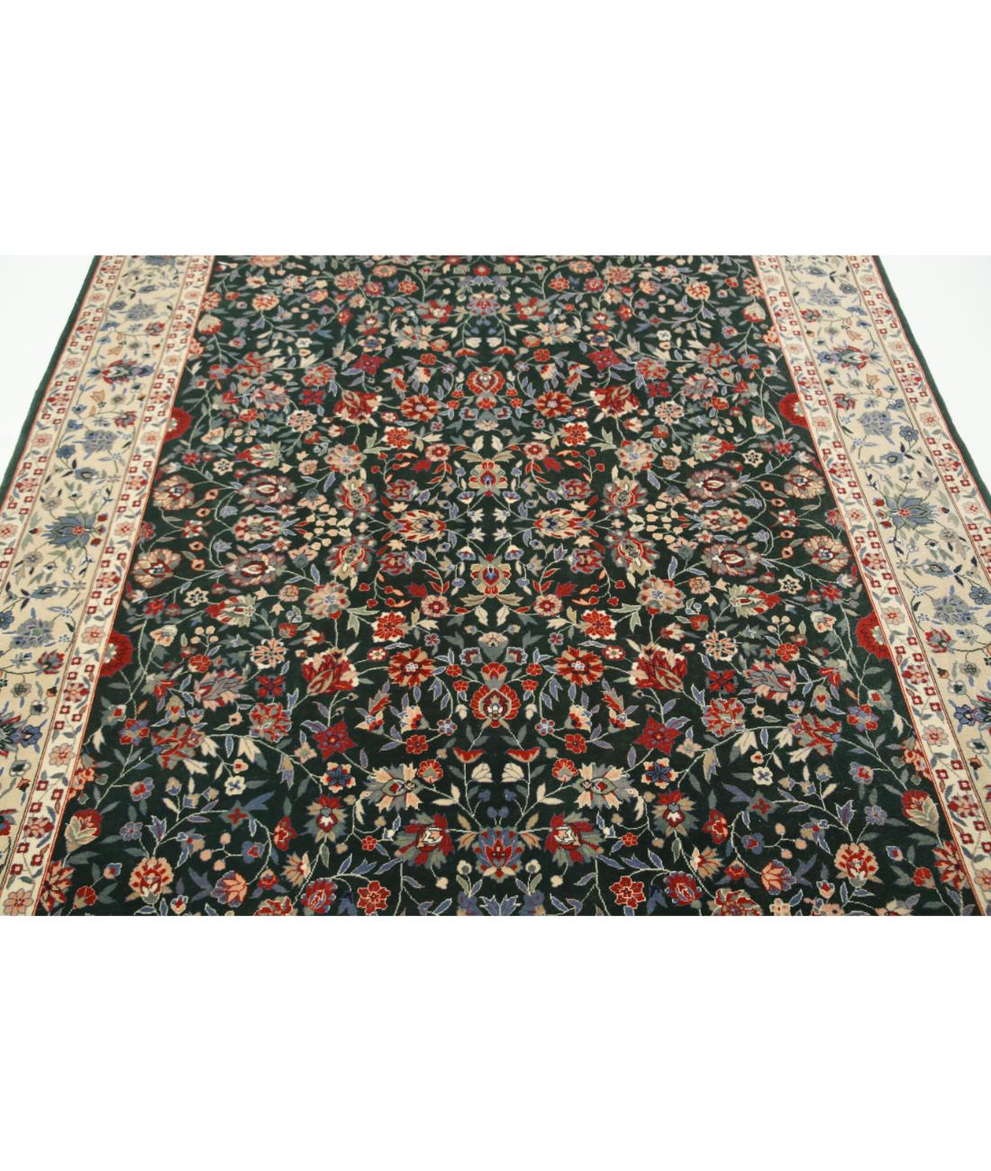 Hand Knotted Heritage Fine Persian Style Wool Rug - 6'2'' x 9'0'' 6' 2" X 9' 0" (188 X 274) / Green / Ivory