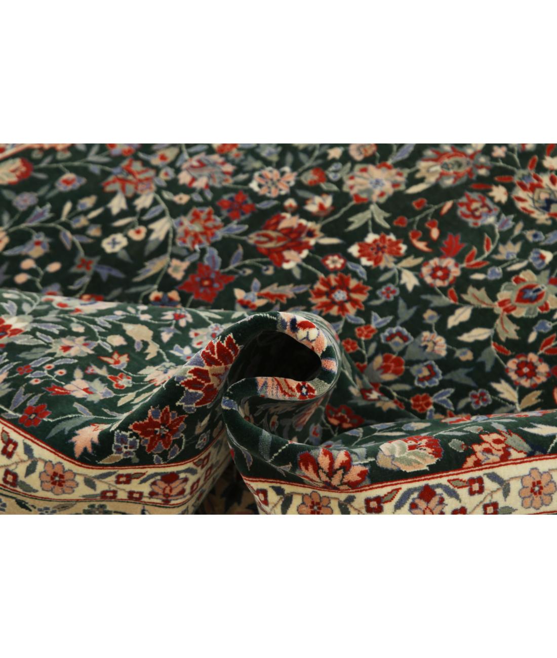 Hand Knotted Heritage Fine Persian Style Wool Rug - 6'2'' x 9'0'' 6' 2" X 9' 0" (188 X 274) / Green / Ivory