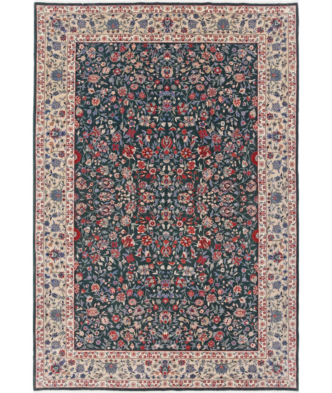 Hand Knotted Heritage Fine Persian Style Wool Rug - 6'2'' x 9'0'' 6' 2" X 9' 0" (188 X 274) / Green / Ivory