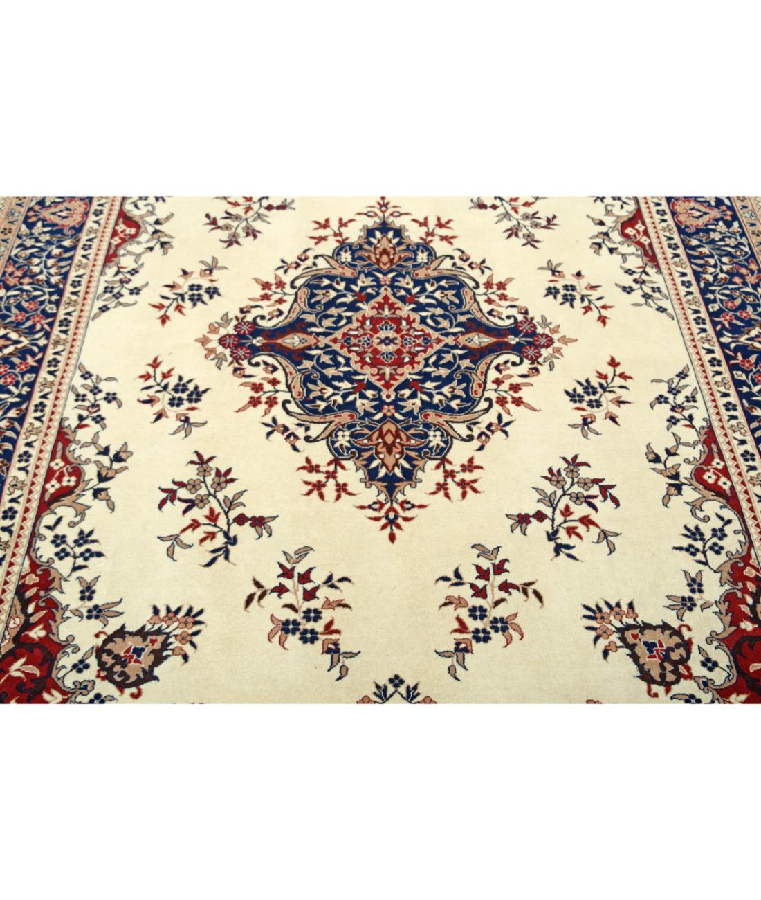 Hand Knotted Heritage Fine Persian Style Wool Rug - 6'0'' x 8'11'' 6' 0" X 8' 11" (183 X 272) / Ivory / Blue