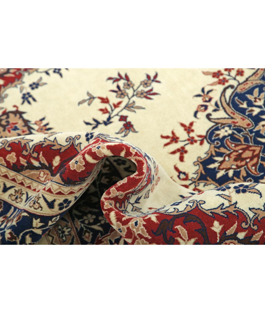 Hand Knotted Heritage Fine Persian Style Wool Rug - 6'0'' x 8'11'' 6' 0" X 8' 11" (183 X 272) / Ivory / Blue