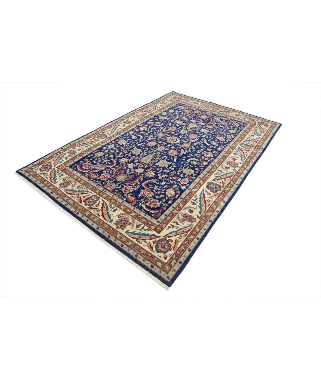 Hand Knotted Heritage Fine Persian Style Wool Rug - 6'0'' x 8'11'' 6' 0" X 8' 11" (183 X 272) / Blue / Ivory